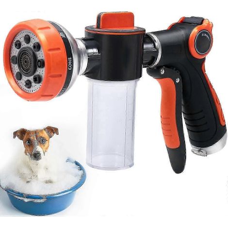 Garden Hose Nozzle, 8 Patterns Hose Sprayer High Pressure, Heavy Duty Dog Wash, Water Hose Nozzle With Soap Dispenser hwy (1/5)