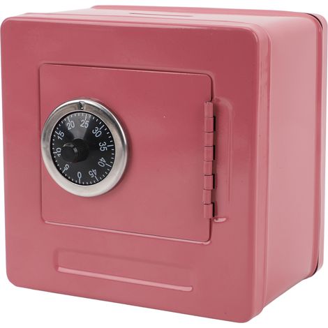 Coffre-fort à code, boîte métallique robuste, multifonctionnel, grande capacité de rangement pour chèques et clés, couleur rose.