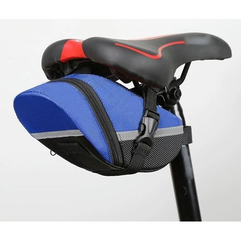 Sacoche de selle étanche pour vélo – Sacoche sous selle pour VTT et vélo de route – Sacoche de rangement pour téléphone, clés et outils – Bleue