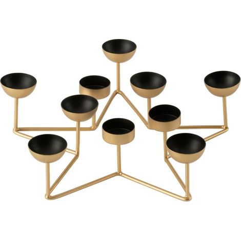 Bougeoir Design en Métal "Étoile" 35cm Noir & Or (1/2)