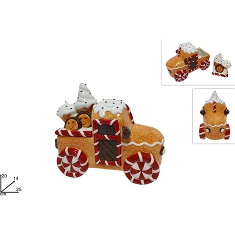 Barattolo Decorativo Natalizio Natale Decoro Biscotto Camioncino 20 x 25 cm