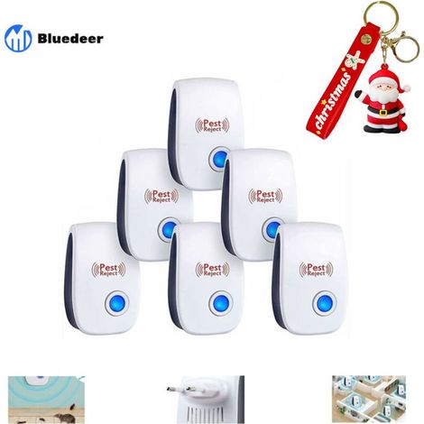 6pcs Répulsif à Ultrason Antiparasitaire, Ultrason Souris Répulsif à Souris, Intérieur Répulsif Anti Moustique Ultrason, Appareil Anti Rats/Cafards/Rongeurs/Fourmis/Araignées/Insectes (1/5)