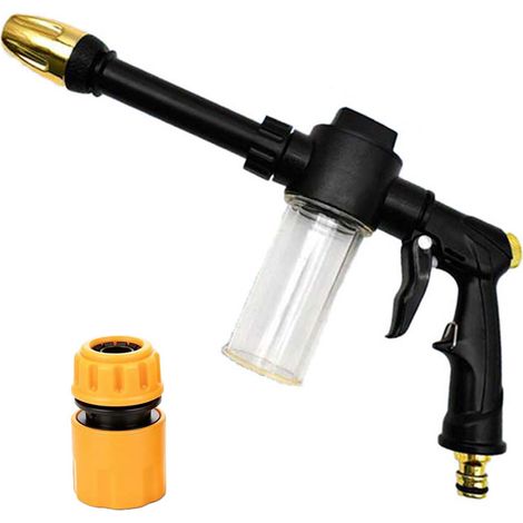 Lance d'arrosage haute pression avec rallonge, pistolet à eau pour lavage auto et jardin, buse mousse et raccord 5 points, 1429, doré (1/5)