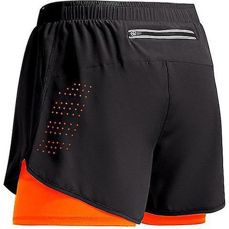 Sportshorts für Herren 2023, doppellagige Trainingsshorts, 2-in-1-Sommershorts für Strand, Joggen, Fitnessstudio und Laufen, Farbe: Neonorange ZL.