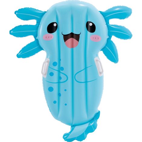 Luftmatratze in Form eines Axolotls, 109 x 94 x 14 cm, blau