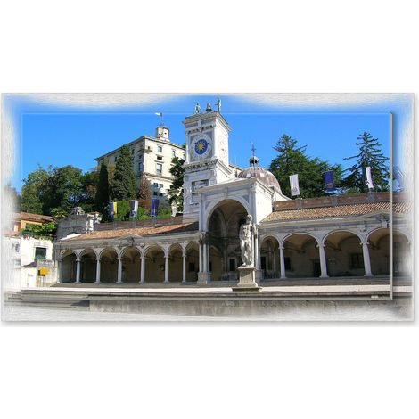 Lupia - Quadro moderno su Tela con Cornice stampata NEWEXT 75x135 cm, paesaggi localismi italiani, per casa soggiorno capezzale camera da letto hotel ufficio, UDINE CASTELLO (1/4)