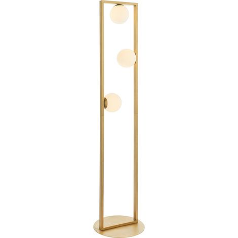 Endon Teo Lampadaire à bras multiples, finition or brossé, verre opale brillant, 3 ampoules G9 (1/5)