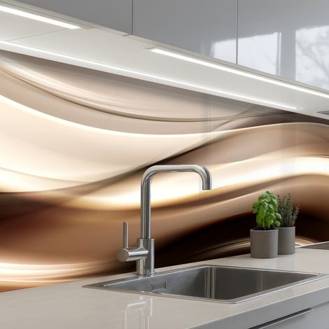 SCHIENALI CUCINA Onde - Astratto - Beige caldo 300x80 cm (1/5)