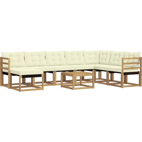 Outdoor Sofa Set with Cushion 9 pcs White and Cream vidaXL (1/5)