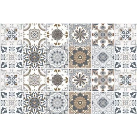 Carrelage Adhésif 20x20 Style Industriel Credence Adhesive pour Cuisine Brique,24 Pcs Stickers Muraux Salle de Bains Cuisine Carrelage Adhesif Mural avec Motifs de Carrelage Dalle Pvc Adhesi (1/4)