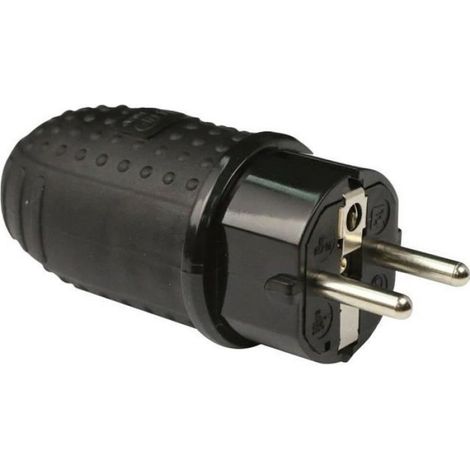 Fiche Électrique Mâle - Étanche IP44 - 16 A - 2P+T - Noir (1/4)