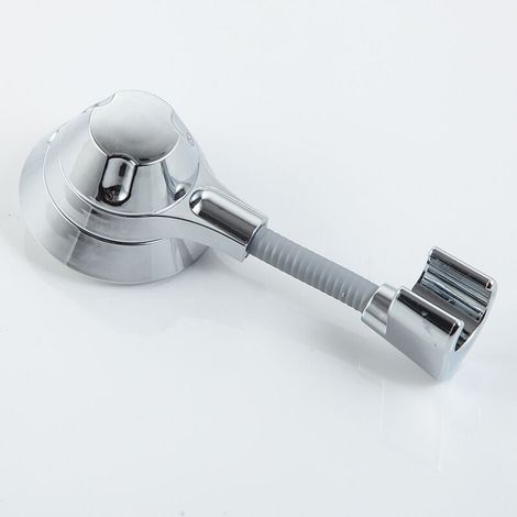 Supporto per soffione doccia regolabile a 360° con ventosa rimovibile, non richiede forature. Supporto universale per doccia con finitura cromata lucida, ideale per il bagno.