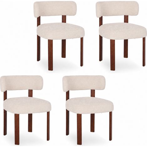 COLAMY Lot de 4 Chaises de Salle à Manger en Bois Massif, Design Épuré et Chaleureux, Dossier Arrondi Épousant la Courbe du Dos, Confort Optimal, Coloris beige avoine