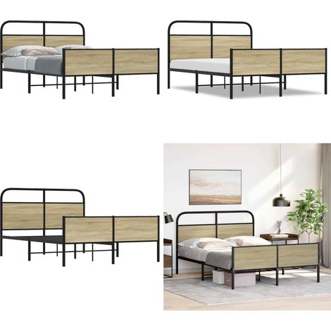 vidaXL Cadre de lit sans matelas 140x190 cm chêne sonoma (1/5)