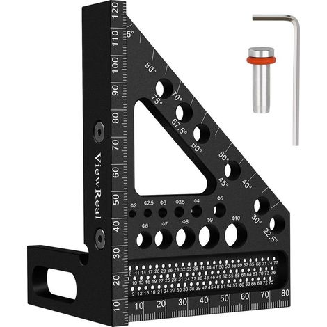 Multifunctional 3D angle ruler made of aluminum alloy – High precision for carpenters and engineers – Range 22.5° to 90° – Black (1/4)