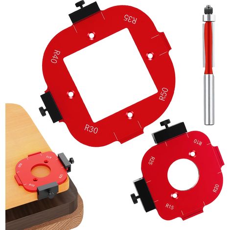 2 Stück Router Jig Radius Schablonen für Oberfräse, Frässchablonen für Oberfräse, 4 in1 Schablone für Oberfräse, für Holzbearbeitung R10 R15 R20 R25 R30 R35 R40 R50 Radius Routing Vorlagen