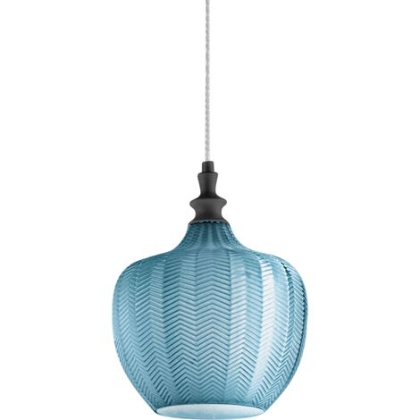 Lampe À Suspension Cleofe S/10 Cobalt - Structure En Métal Noir Mat Avec Verre Transparent 1Xe27 Max 60W Ip20 - Gealuce (1/3)