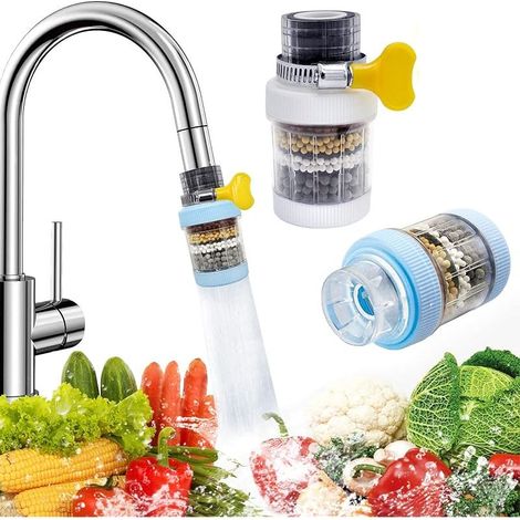 Lot de 2 filtres à eau pour robinet de cuisine, filtre à charbon actif, élimine le chlore, le fluorure, les métaux lourds, adoucisseur d'eau dure, la cuisine, la salle de bain (1/5)