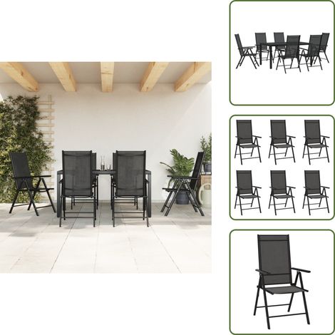 The Living Store Ensemble à manger de jardin 7 pcs noir aluminium - Chaises de jardin (1/5)
