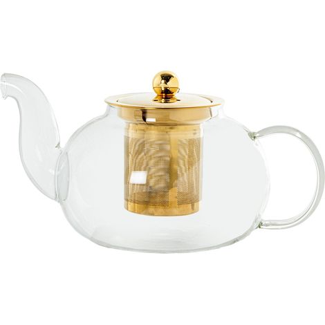 Teiera in Vetro Borosilicato con Filtro in Acciaio 800ml Trasparente Peraga Home