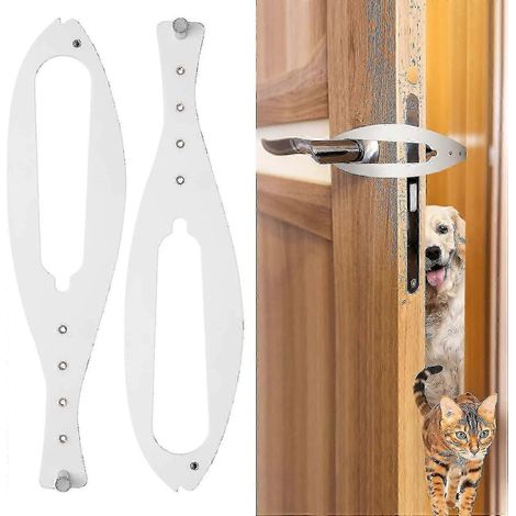 Lot de 2 loquets de porte pour chat, butée de porte flexible avec sangle réglable de 6,35 à 15,24 cm de large, facile à installer - Blanc (1/5)
