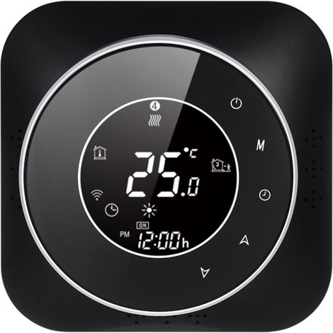 Thermostat intelligent Wi-Fi 95-240 V, 5+1+1 périodes programmables, commande vocale via application, écran LCD rétroéclairé, compatible avec Echo, Google Home et Tmall Genie. (1/5)