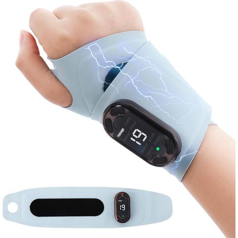 Électrostimulateur Musculaire,EMS/TENS Électrostimulateur Relaxant à Poignet,8 Modes et 19 Niveaux d'Intensité,Rechargeable,Soulage vos douleurs au quotidien,Douleurs musculaires