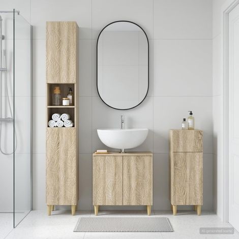 vidaXL 3 Piece Bathroom Cabinet Set DELFT Sonoma Oak Engineered Wood (1/5)