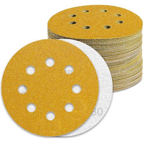 Disco abrasivo da 125 mm, grana 80, 100 pezzi di dischi abrasivi per levigatrici roto-orbitali (1/5)