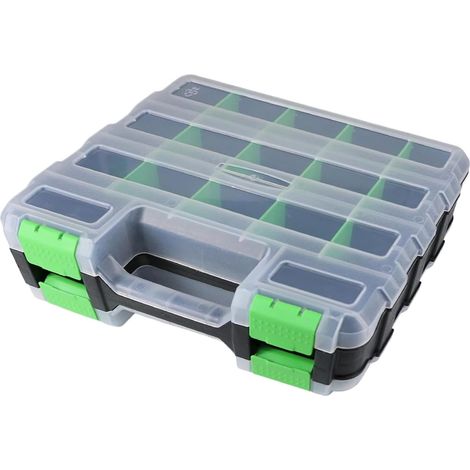 Boîte à Outils Organisateur Transparent Portable Double Face Boîte de Rangement de Pièces avec Séparateurs Amovibles pour Perles Vis Douilles Quincaillerie Écrous Forets Atelier Garage (1/5)