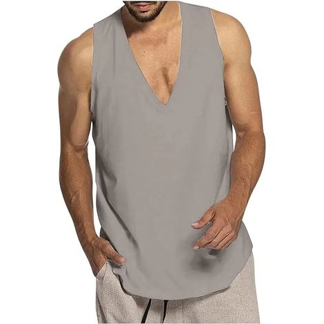 Gilet homme sans manches, coupe décontractée, sportif, séchage rapide, top d'entraînement respirant, maille légère, col rond, taille libre, parfait pour le fitness et la course. (1/5)