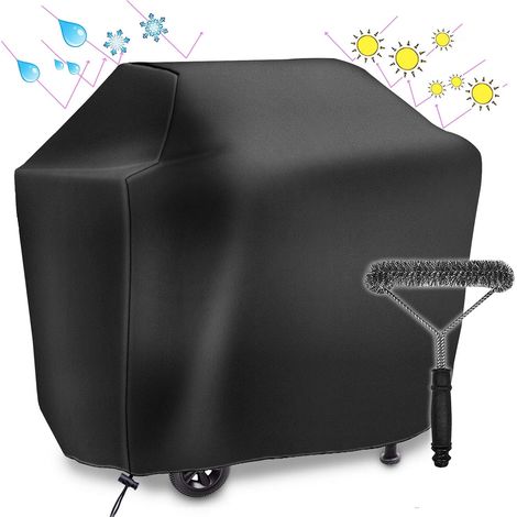 Housse Barbecue,Housse Barbecue Gaz Bache Barbecue de Protection BBQ Couverture Anti-UV Imperméable pour Weber,Holland,Jennair etc GROOFOO(145 x 61 x 117 cm,avec Une Brosse Grill pour Barbecue) (1/5)