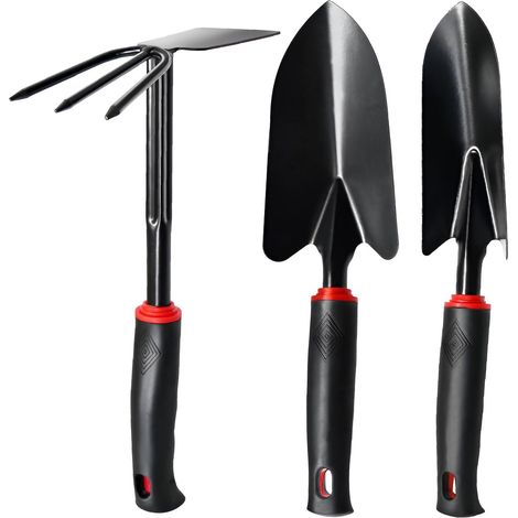 Ensemble Outils de Jardinage, 3 Pièces Cultivateur Rateau Pelle Jardinage Antidérapants Transplantoirs, Rateau à Fleurs, Outils Jardinage (1/5)