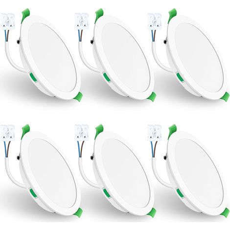 Lot de 6 Spot LED Encastrable,190-205mm Découpe pour Cuisine,Blanc  AC 220-240V,22W 1900LM Dimmable,3000K 4000K 6500K Réglable,IP44 étanche Led Spots pour Salle de Bain,Salon (1/5)