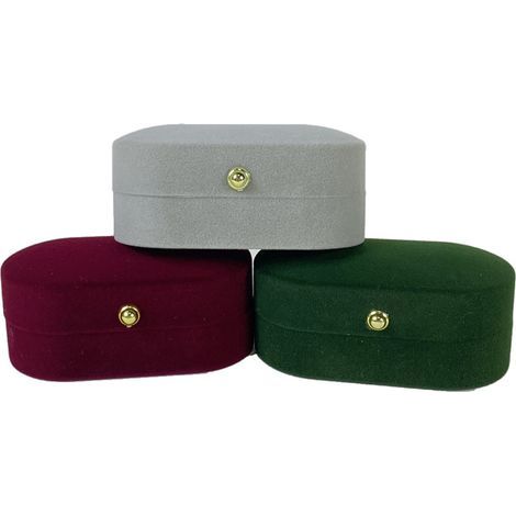 Caja doble portátil de 3 piezas para anillos, expositor de joyas, estuche de regalo para anillos de boda (1/5)