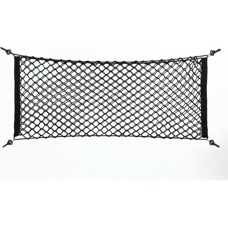 Filet de Rangement en Maille, Organisateur Coffre Sac de Rangement Net Stockage Bagage 90 40cm Noir Universel pour Voiture Arrière (1/5)