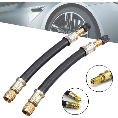 Extensión de válvula, 10 piezas de extensiones de válvula flexibles, extensión de válvula de neumático negra con tapas, adaptador de válvula de goma para RV, rueda de automóvil, remolque, adaptador de (1/5)