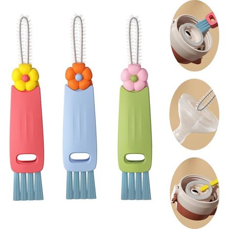 Gap Cleaner,Set di spazzole per la pulizia di coperchi di tazze 3 in 1,3 pezzi,Spazzola per strofinare,e spazzole per bordi di finestre (1/5)