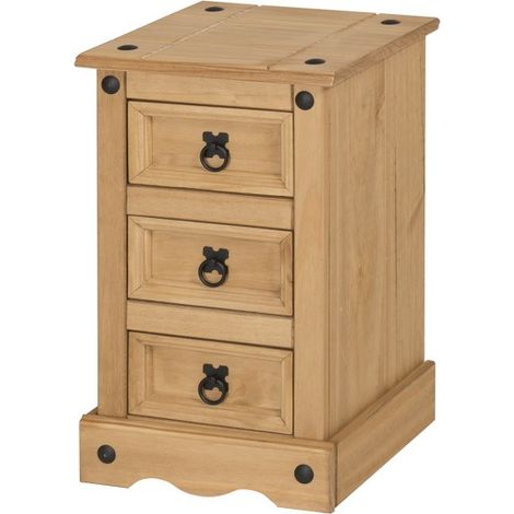 Corona Narrow 3 Drawer Bedside