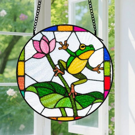 Suspension en vitrail, attrape-soleil artistique unique coloré, décoration fenêtre maison, cadeau Fête des Pères, Noël pour homme, femme 15 cm (1/5)