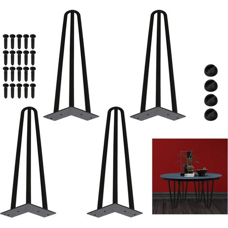 SWANEW Set di 4 gambe a forcina gambe a forcina telaio del tavolo tavolo corridori gambe tavolo da pranzo Harpins gamba del tavolo 3 puntoni nero - 20 cm (1/4)