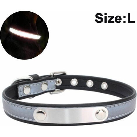 Collier Pour Chien Avec Porte-Nom Gravé, Personnalisable, Cuir Souple, Collier Pour Chien Avec Étiquette D'Identification Individuelle, Pour Petits, Moyens Et Grands Chiens ---- Noir --- L (1/5)
