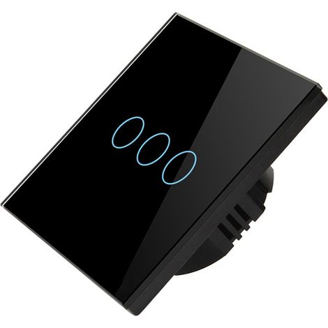 Ortviai Interrupteur intelligent WiFi 1 voie tactile et vocal avec RF433 pour Google Home et Tuya – Noir (1/5)