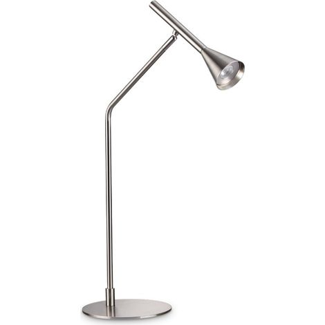 Ideal Lux DIESIS Lampe de table à DEL intégrée à intensité variable nickel, interrupteur intégré, 3000K