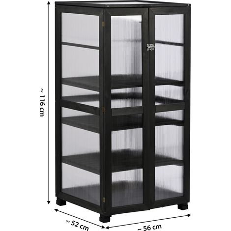 Grande Armoire de Culture Dome - Serre avec 4 étagères pour l'intérieur et l'extérieur - en Bois Massif - 56 x 52 x 110 cm - Anthracite (1/5)