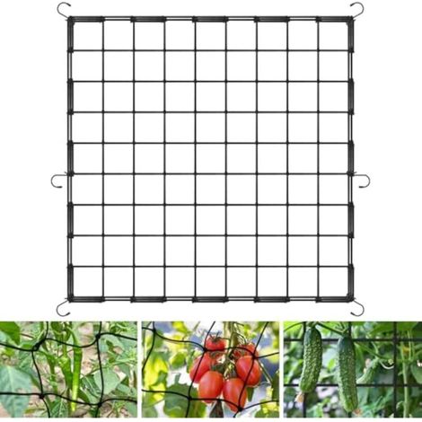 Filet de Soutien Élastique 90 x 90 cm avec 6 Crochets pour Plantes Grimpantes, Légumes, Tomates, Concombres et Cultures en Jardin ou Serre (1/5)