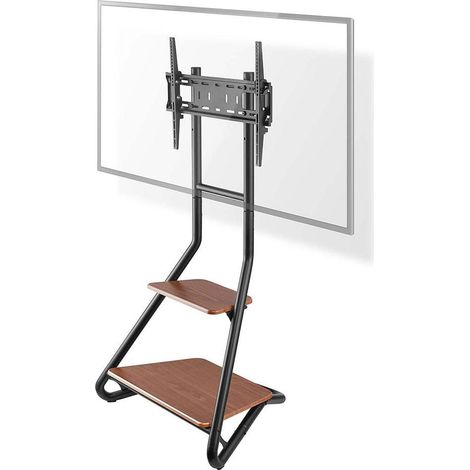 Soporte tv de suelo 37 - 75 - peso maximo de pantalla compatible 40 kg bauhaus design alturas prefijadas ajustables acero mdf marron negro