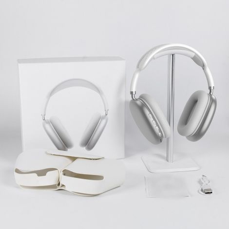 Casque sans fil Promax P9 - Son avec basses renforcées, microphone intégré et longue autonomie, finition argentée (1/3)
