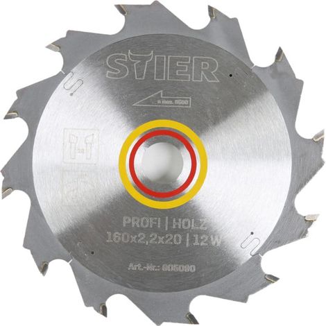 Lame de scie circulaire STIER Profi, bois, 160x2,2x20 12W, angle de coupe 20°