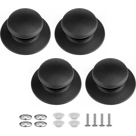 Juego de 4 cuentas para tapas, accesorios para el hogar, utensilios de cocina, asas y pomos para tapas, uso diario, negro